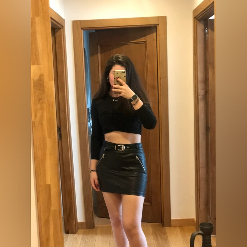 Black Leather Mini Skirt